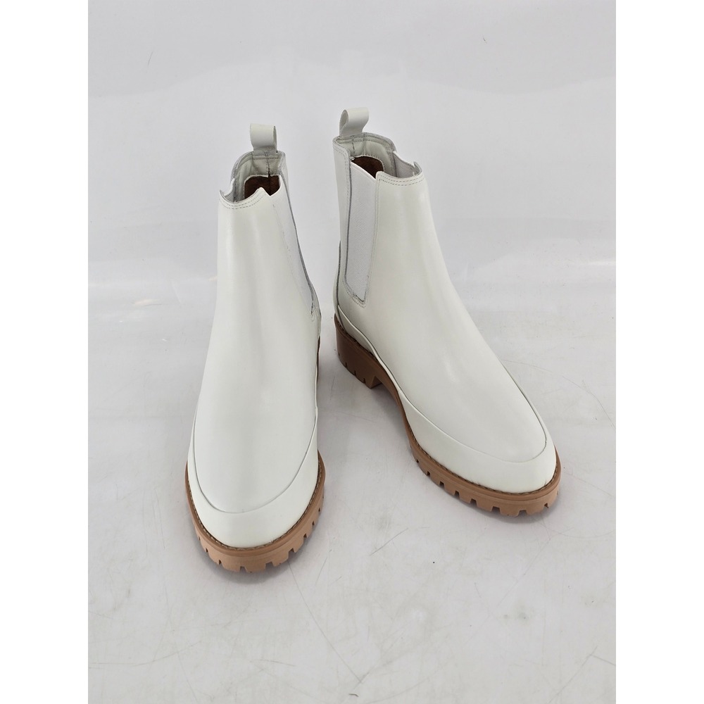 Rebecca Allen The Chelsea Boot Women 6.5 White Leather Lug Sole - NEW